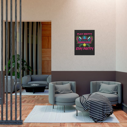 Play Gritty Ironmaidens Poster - Bold Wall Art for Softball Fans, Sports Decor, Motivational Gift, Wall Print, Home Office Decoration